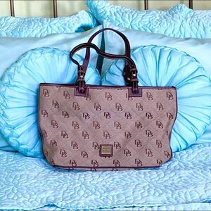 Dooney and Bourke Tan DB Patterned Shoulder Bag